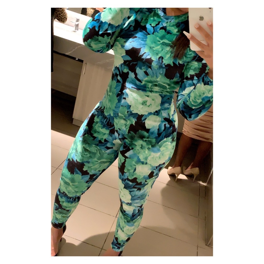 Floral Velvet Jumpsuit